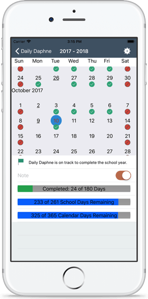 Homeschool Attendance, Attendance Calendar View